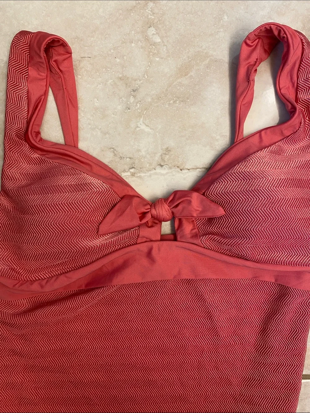 BECCA Coral Pink Tankini and Tie-Side Bikini Bottoms